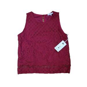 💞3 for $20💞Purple Snow Red Lace Top Size M